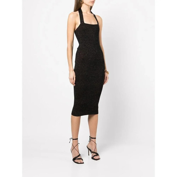 Victor Glemaud Halter lurex-knit Midi Dress In Black XSmall New Cocktail - Picture 2 of 13